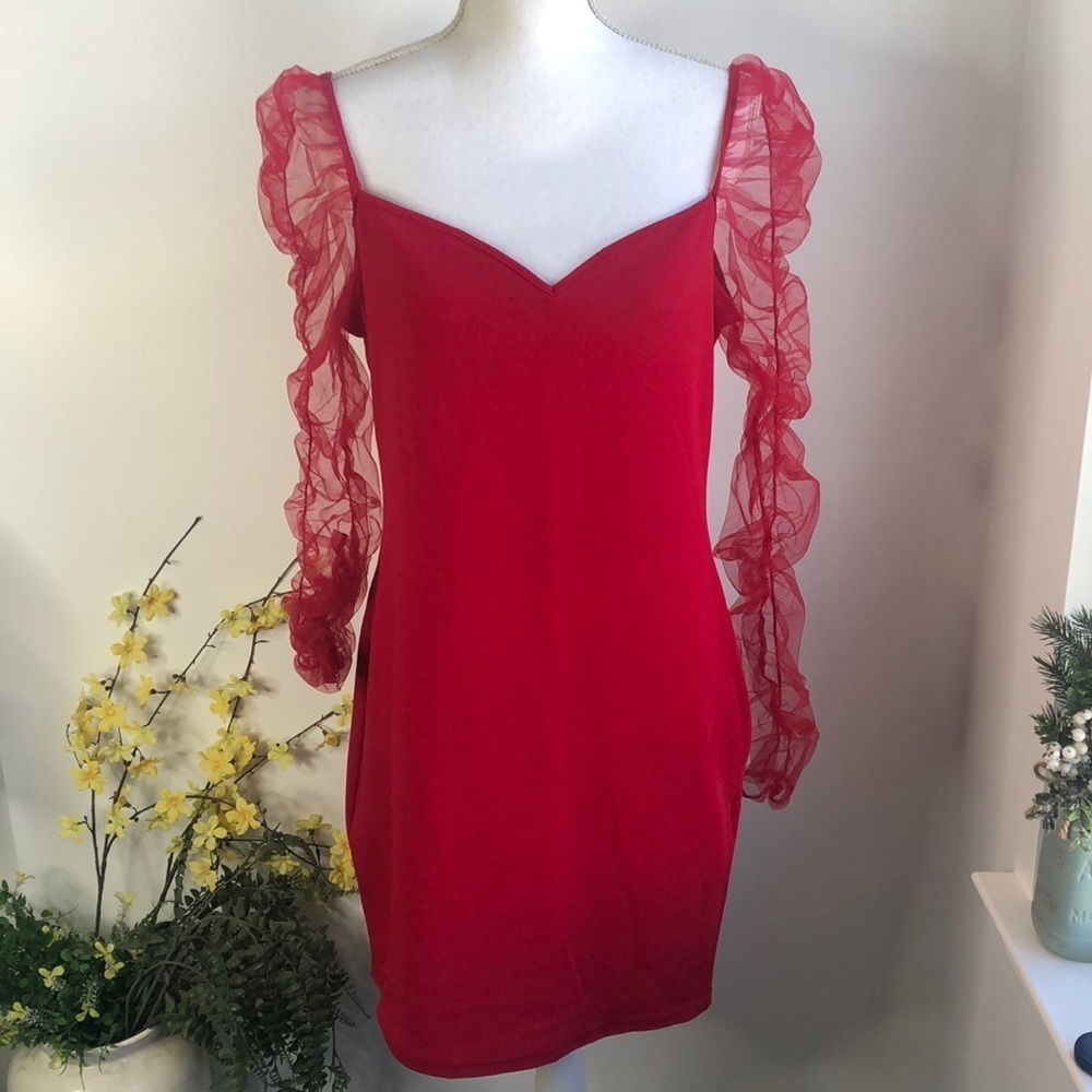 SHEIN red sheath bodycon holiday dress
